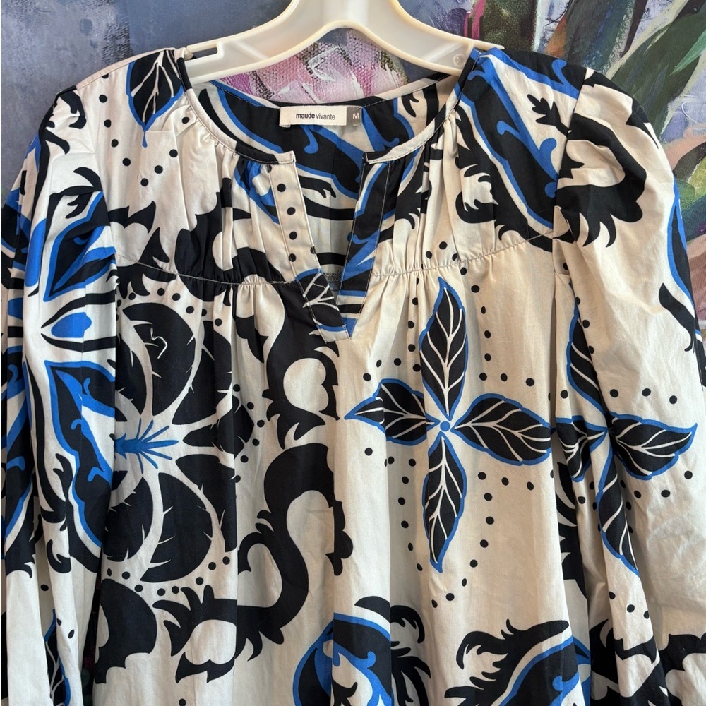 Maude Vivante Ollie Dress Blue White sz M - Picture 5 of 11